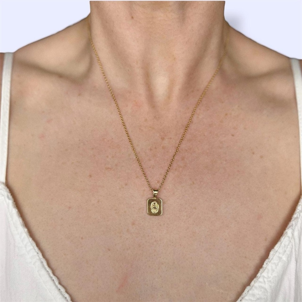 Square Gold Crescent Moon Charm Necklace 🌙